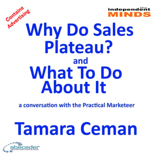 Why Do Sales Plateau? and What to Do About It – a conversation with Tamara Ceman