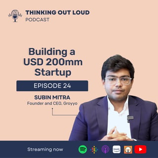 Ep 24 - Building a USD 200MM Startup w/ Subin Mitra, Founder and CEO at Groyyo