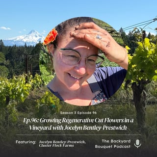 Ep. 96: Growing Regenerative Cut Flowers in a Vineyard with Jocelyn Bentley-Prestwich of Cluster Flock Farms