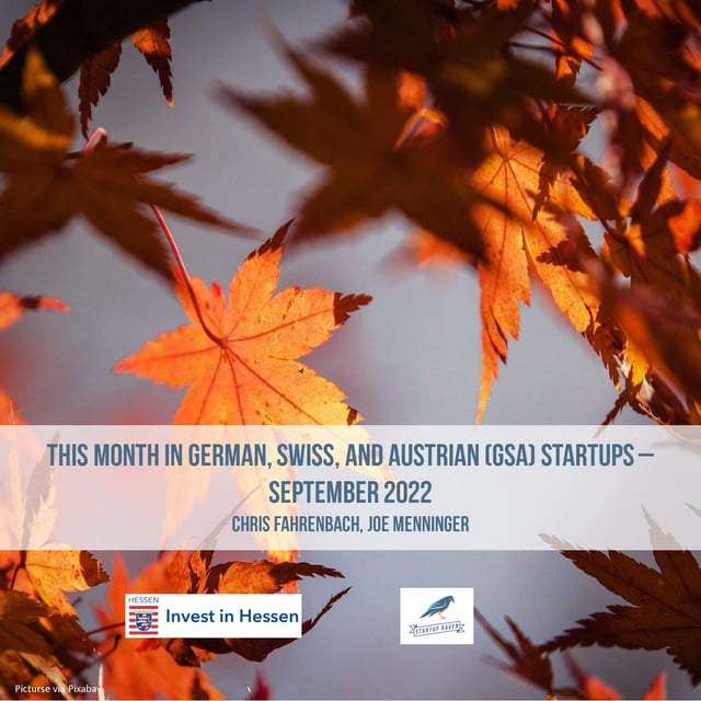 This Month in German, Swiss, and Austrian (GSA) Startups - September 2022 image