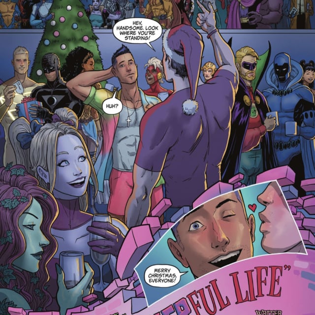 What If Extraño showed Bunker the former Teen Titan a world without him, before heading to a JLQ Christmas party? (from DC Comics 'Twas The Mite Before Christmas 2023 Holiday Special) image