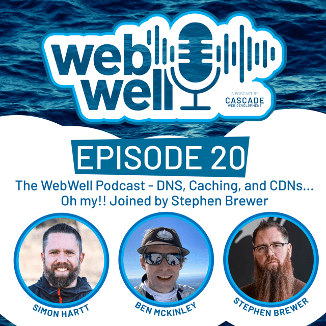 The WebWell Podcast - DNS, Caching, and CDNs... Oh my!! Joined by Stephen Brewer image