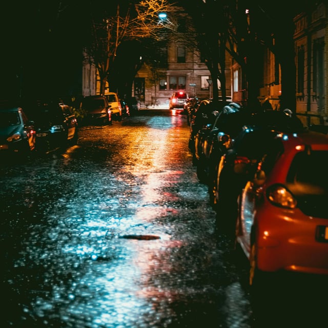 Midnight Calming Rain & Distant City Traffic: 8-Hour Soothing Urban Ambience for Relaxation, Studying & Sleep image