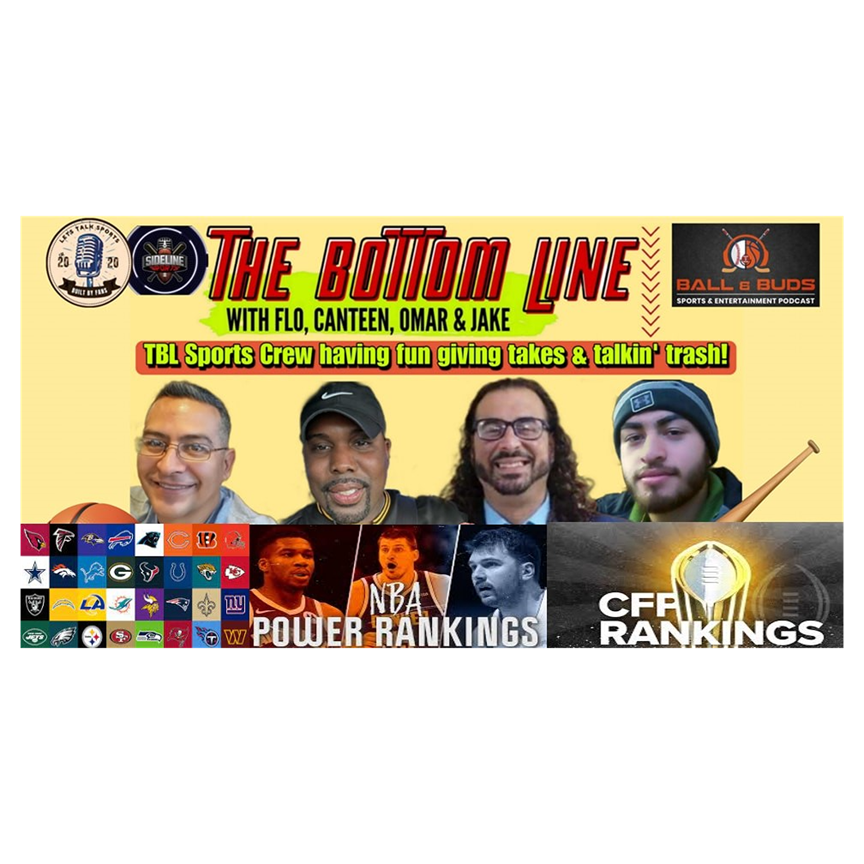 NFL #nfl Week 12 + CFB #collegefootball Week 13 Picks & NBA #nba Power Rankings featuring Omar 'Sports Professor' Fonseca from BALL & BUDS Sports + Entertainment & The Bottom Line Sports