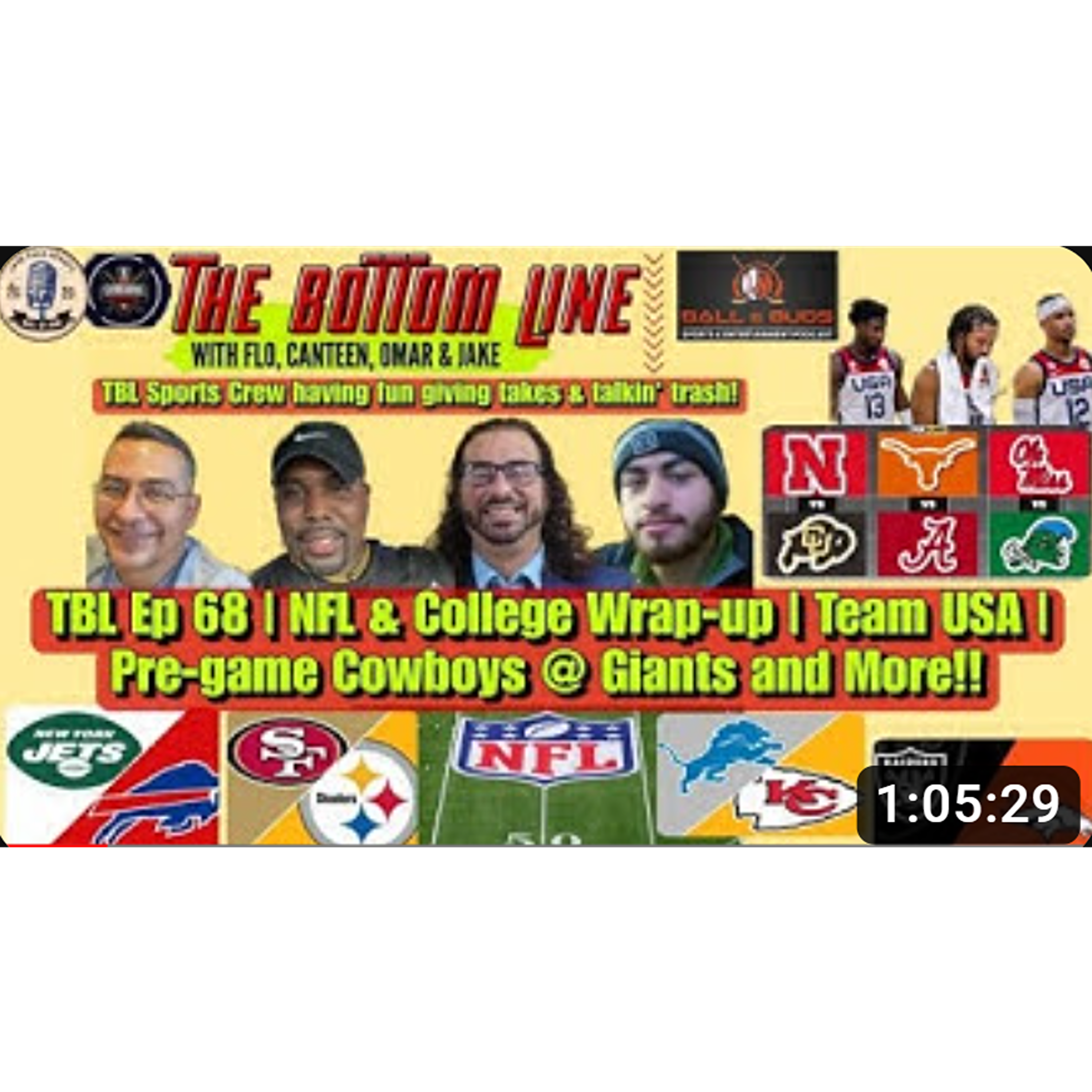 THE BOTTOM LINE SPORTS | Episode 68 | NFL & College Review | Team USA Loses Olympics | Dallas Cowboys vs New York Giants